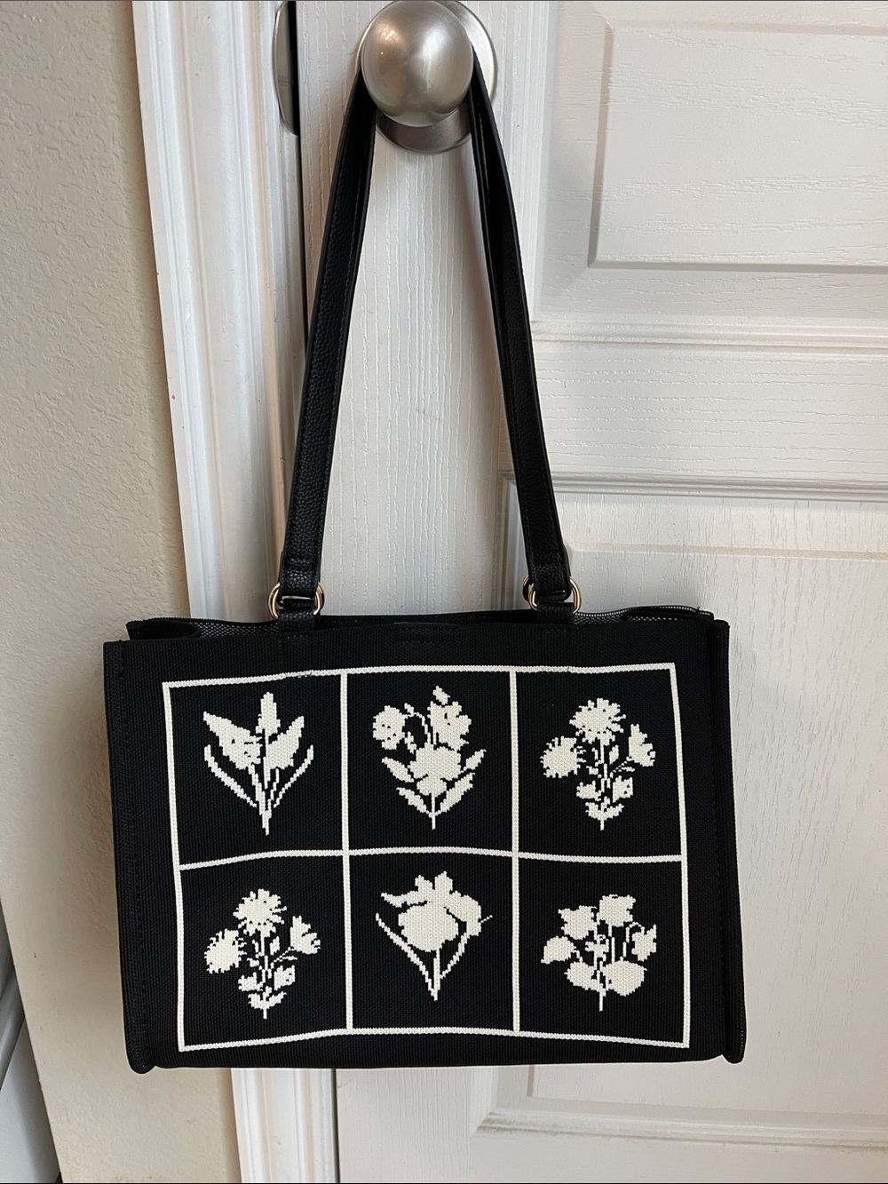 Black & White Floral Tote Bag